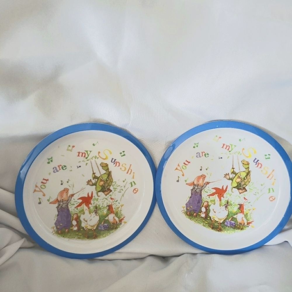 Department 56 Holly Hobbie Melamine Plates You Are My Sunshine Animal Band 8.5"